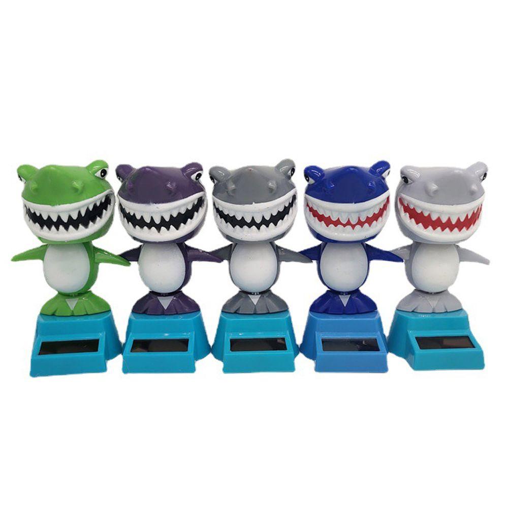 Car Ornament Dashboard Bobbling Dancing Toys Solar Powered Shark Shaking Head Toy Solar Swing Shark