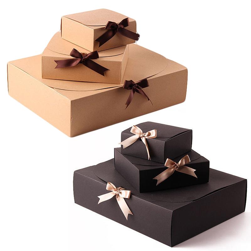 Caja de Papel Kraft para Hornear Galletas Cajas de Regalo Caja de Embalaje para Camisas Navidad Cumpleaños Boda Chocolate Empaque de Ropa Bolsa de Almacenamiento