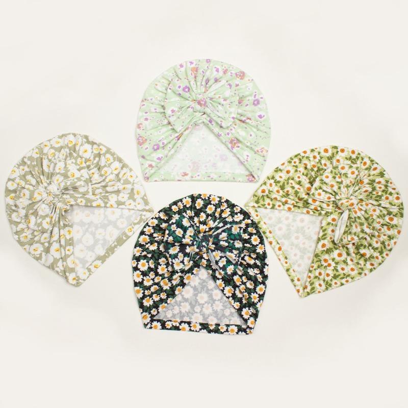 New Creative Cute Baby Bow Hat, Summer Thin Printed Baby Hat, Baby Fetal Hat
