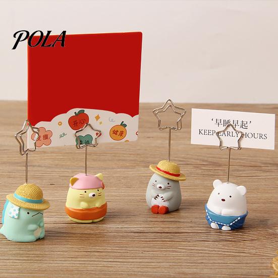 Waterproof Note Holder Desktop Memo Clip Stand, Cartoon Animal Message Holder, Cute Resin Base Photo Hand-painted Display Clip, Table Number Name Card