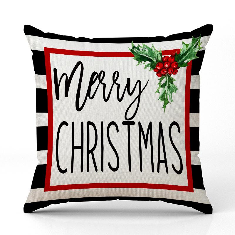New Red Truck Christmas Pillowcase Linen Printed Pillowcase Festive Room Sofa Decoration Cushion Cover