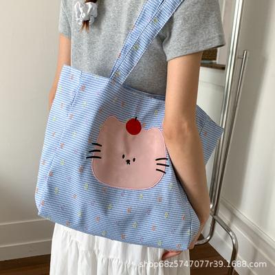 Casual Cute Canvas Bag Women's Bag 2025 New Korean Version Large-capacity Foreign-style Shoulder Bag Fashionable Underarm Tote Bag