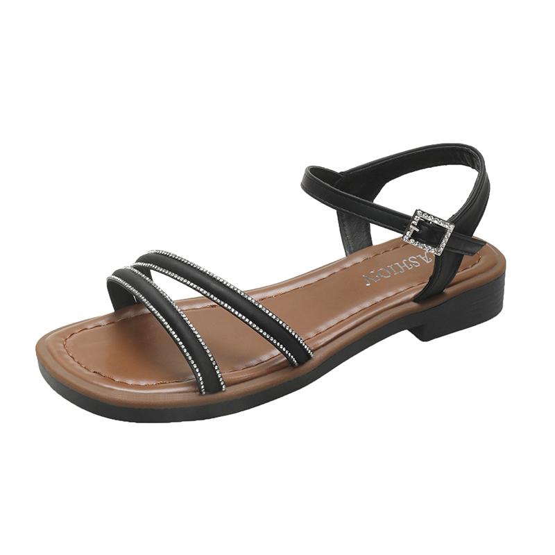 Fashion 2025 Summer New Flat Bottom Fashion Trendy Women's Beach Sandals Outdoor Wear Non-slip Outdoor Versatile Embellish Women Sandal