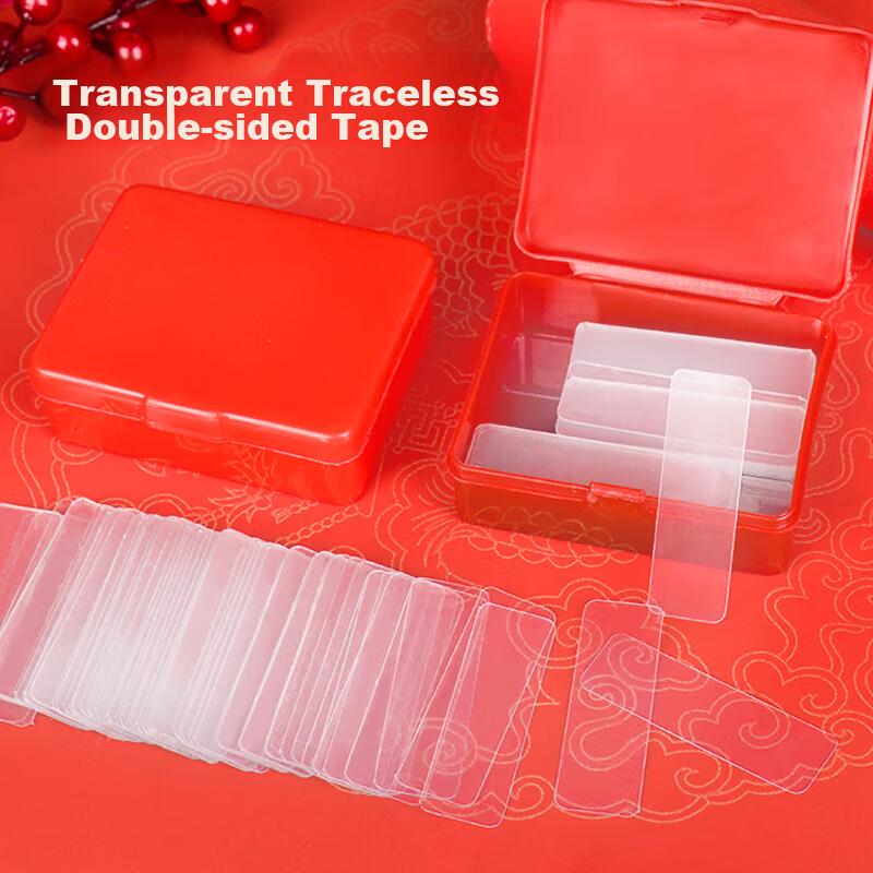 Double-Sided Tape, Transparent Adhesive for Couplets, Home Use Self-Adhesive Stickers for Fu Characters, Wedding Posters, 1 Box Contains 60 Pieces