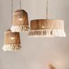 Wabi-Sabi Retro Hemp Rope Tassel Chandelier for Bedroom or Living Room