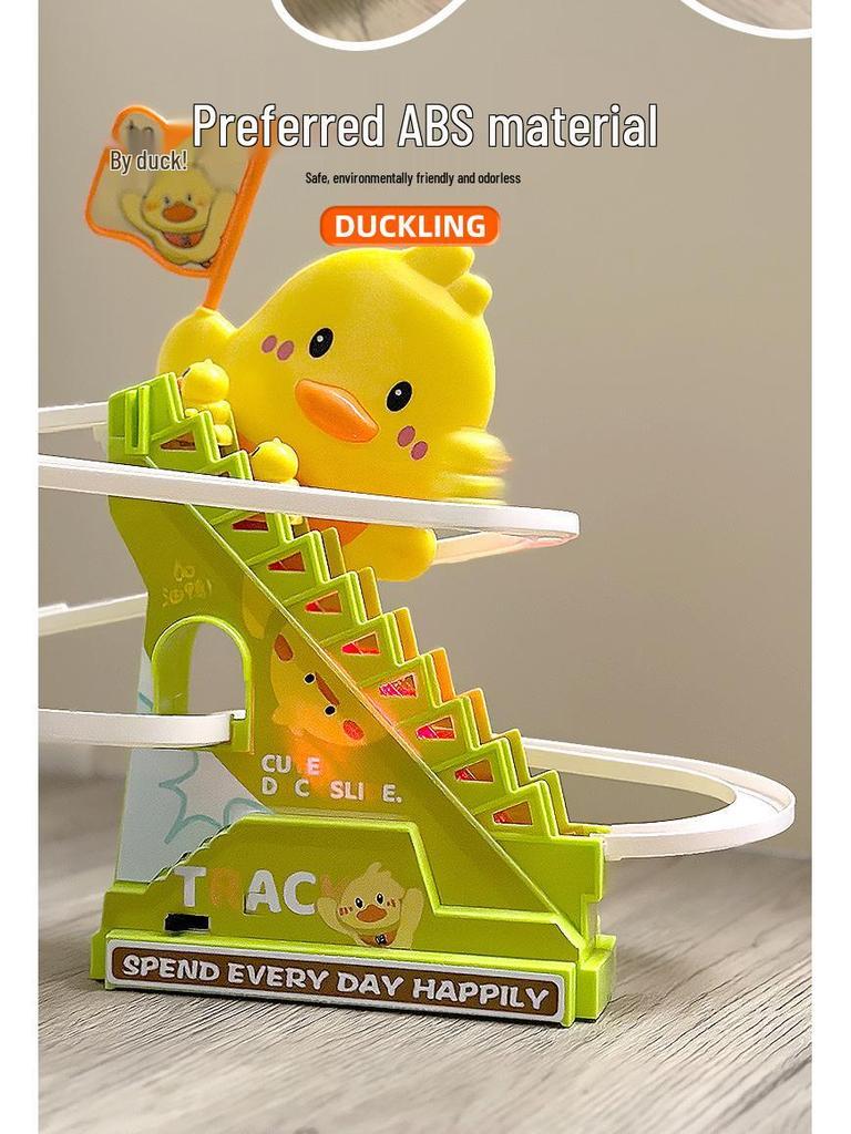 Children's Electric Climbing Duck Track: Interactive Light & Music Toy