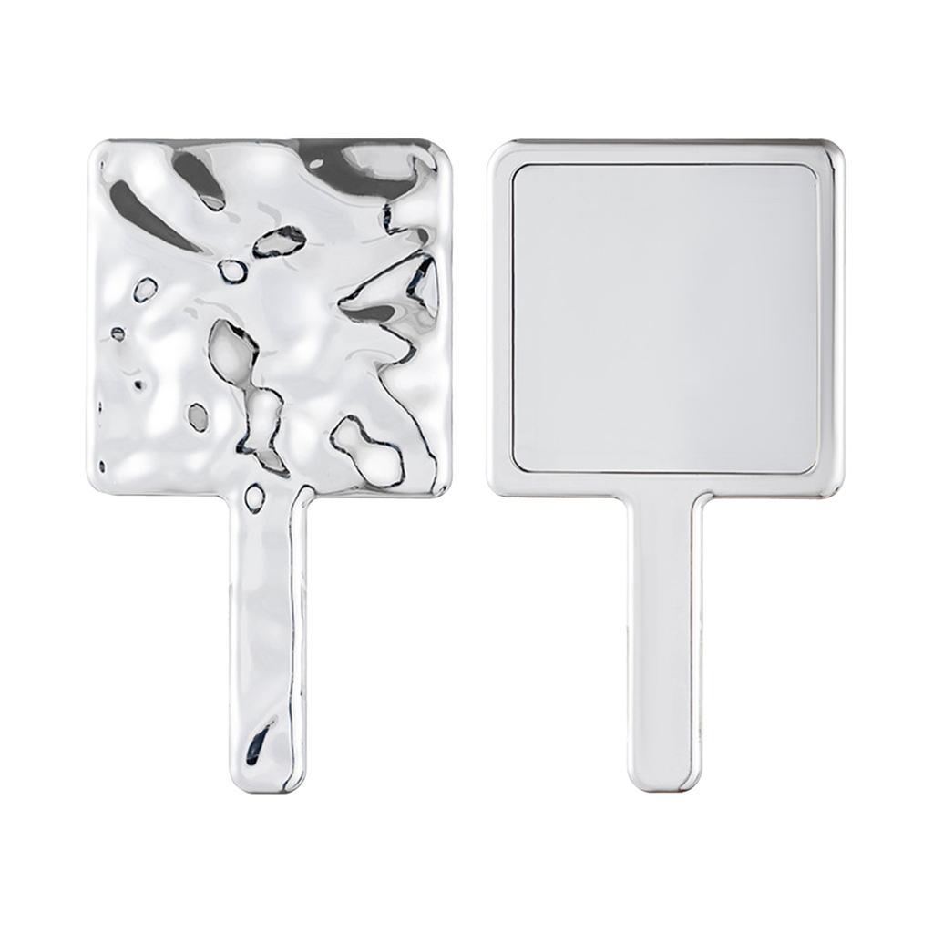 Espejo de Mano Cuadrado Vintage Electrochapado para Mujer Espejo de Maquillaje Portátil Espejo de Mano Estético