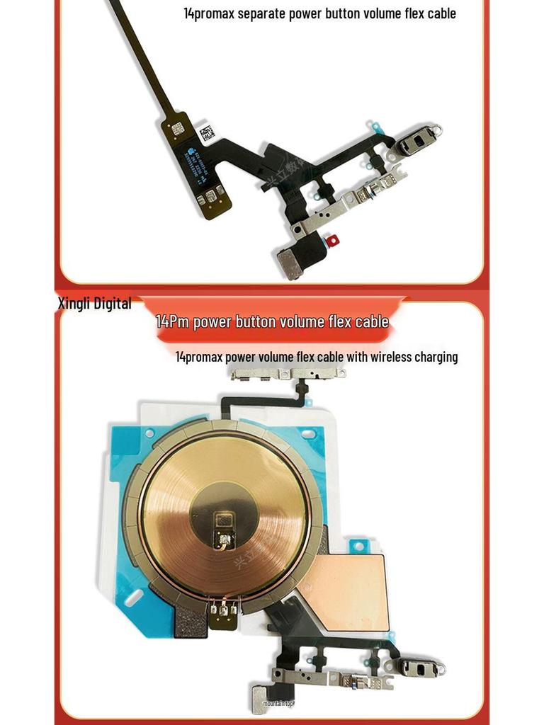 Trådløs Opladningsspole & Strøm/Lyd Flexkabel til iPhone 14/14 Pro/14 Pro Max