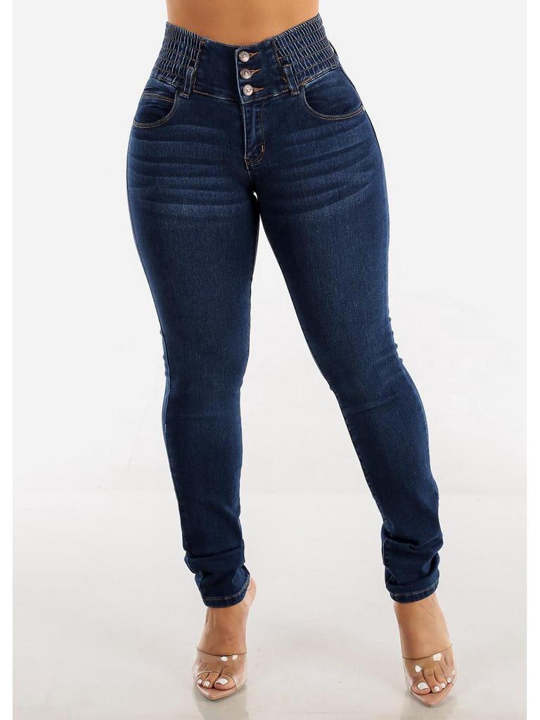 Evropské Horké Výprodejové Štíhlé Pružné Dlouhé Džíny s Vysokým Pasem - Sexy Skinny Kalhoty Zvedající Zadek