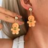 Christmas Cartoon Gingerbread Man Resin Earrings for Women Girls Cute Cookies House Xmas Tree Pendant Earring New Year Jewelry