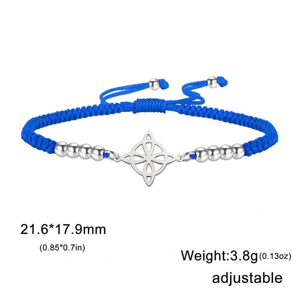 Witch Knot Bracelet Women Men Stainless Steel Beads Charm Black Red Blue Purple Rope Bracelets Amulet Witchcraft Jewelry