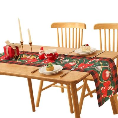Holiday Dining Table Runner Christmas Party Decorations Wrinkle Fabric Easy Maintenance Tablecloth