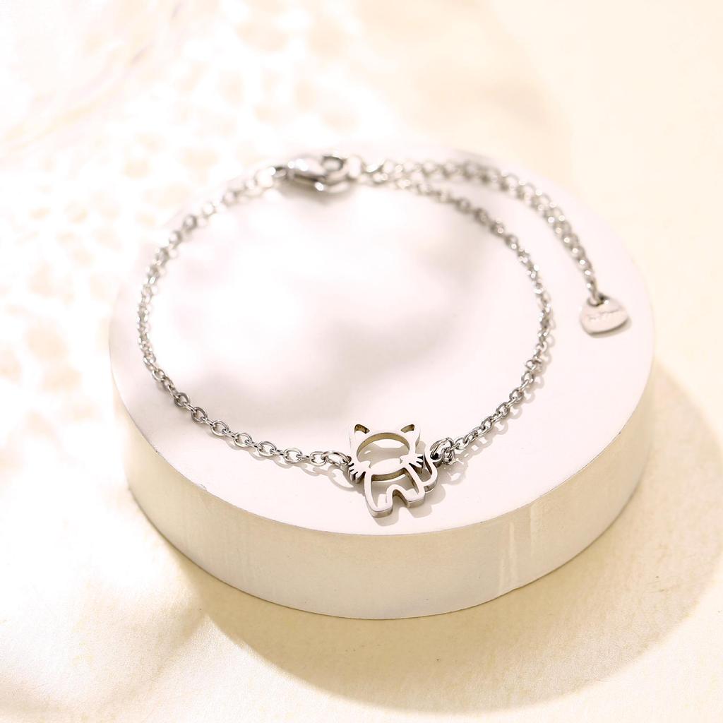 Stainless Steel Animal Fruit Bracelet - Kitten, Puppy, Strawberry Design