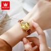 OLEVS Luxury Original Woman Round Watch Brown Small Leather Strap 3ATM Waterproof Date Elegant Quartz Ladies Wristwatch