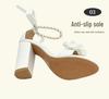 Women's Open Toe High Heel Sandals with Ribbon Pearl Chain - Plus Size Evening Summer Shoes