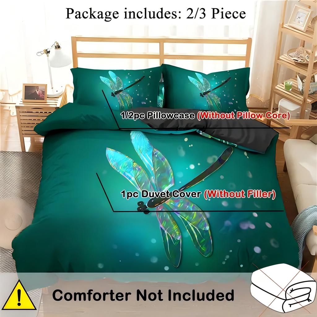 Dragonfly 3D Print Duvet Cover Polyester Comforter Cover Watercolour Style For Kids Teens Adult Animal Theme Bedding Sets