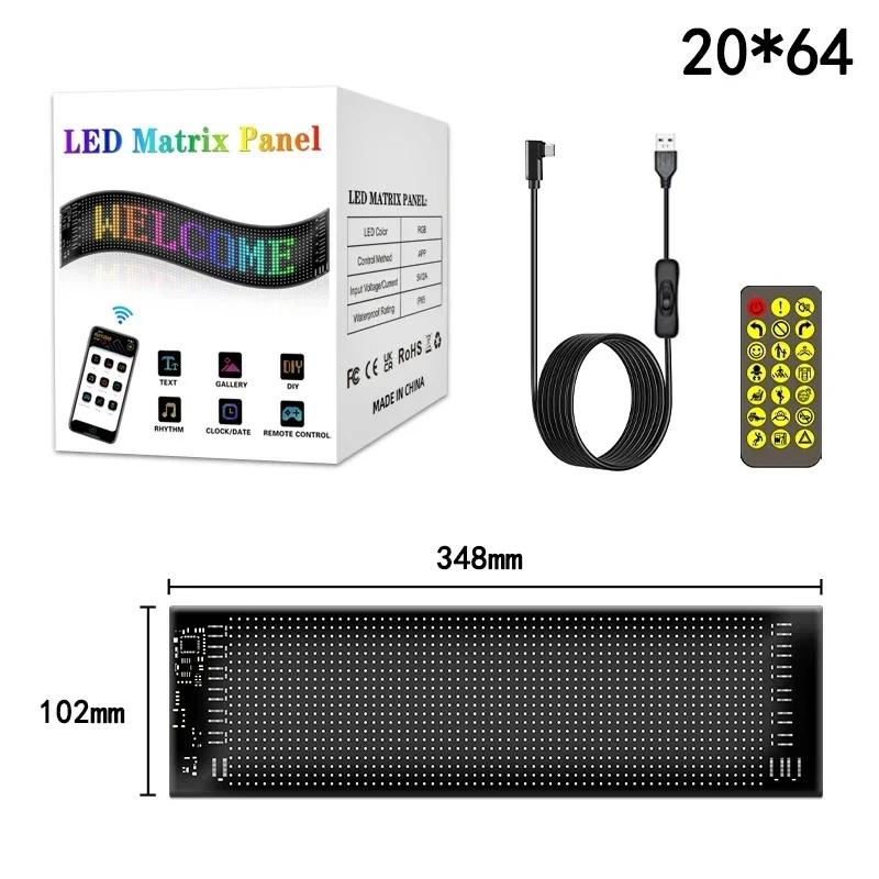 Scrolling Advertising LED Sign USB 5V Bluetooth App Control Logo Light Custom Text Pattern Animation Programmable Display Car