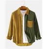 Spring and Autumn Men's Jackets Corduroy Striped Two-tone Shirt Pockets Single-breasted Lapel Soft and Comfortable Casual Jacket