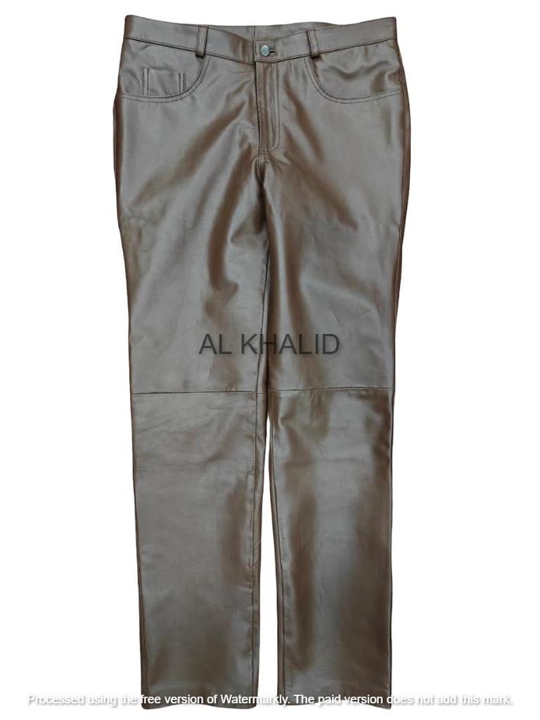 Casual Party Wear Biker Pant New Genuine Sheepskin Soft Real Men's Brown Handmade Leather