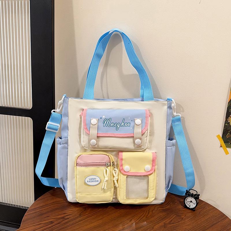 

College style female college student large-capacity contrasting color computer travel bag lightweight shoulder messenger bag leisure bag