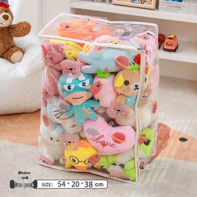Plush Toy Organizer: Large Capacity Dustproof Zipper Bag with Transparent Design
