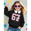 European Sizes  Kids' Casual Printed Round Neck Pullover, Kids' Round Neck Sweatshirt with Fashion 67 Theme Feature Print,  Casual Comfortable