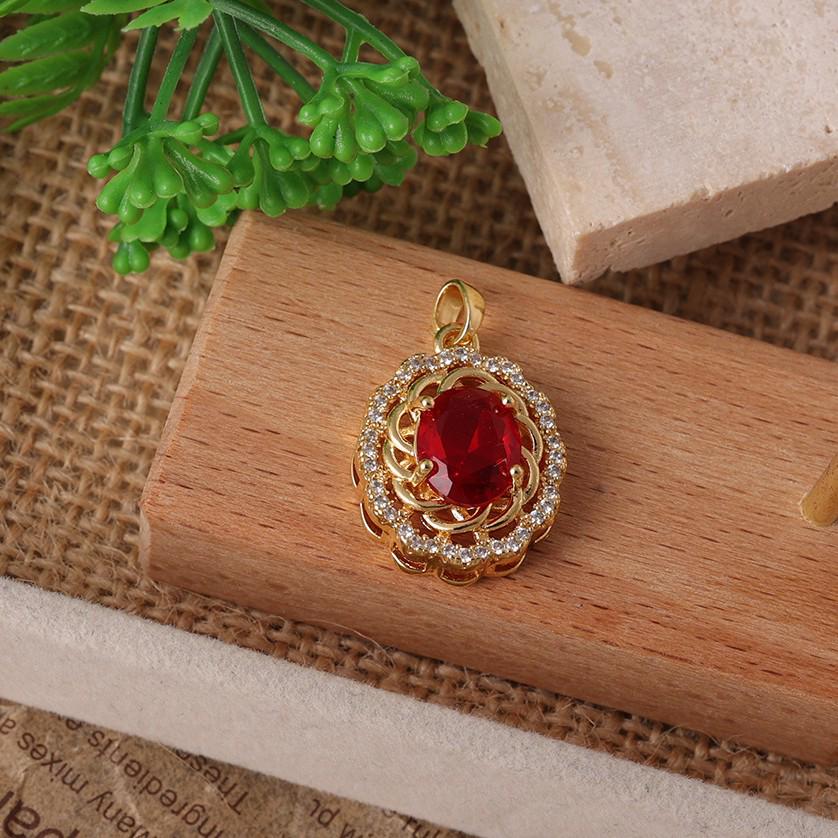 Luxury Electroplated Carved Pendant with Red Diamonds - Women's Collarbone Chain Accessory