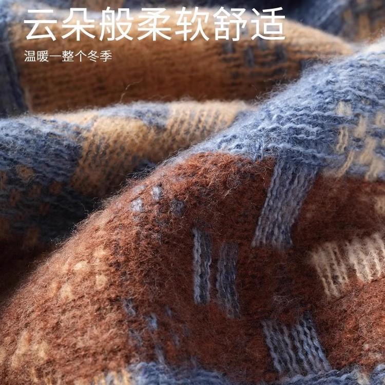 Winter couple plaid scarf retro fashion temperament warm thickened neck protection scarf versatile men and women a pair of tide