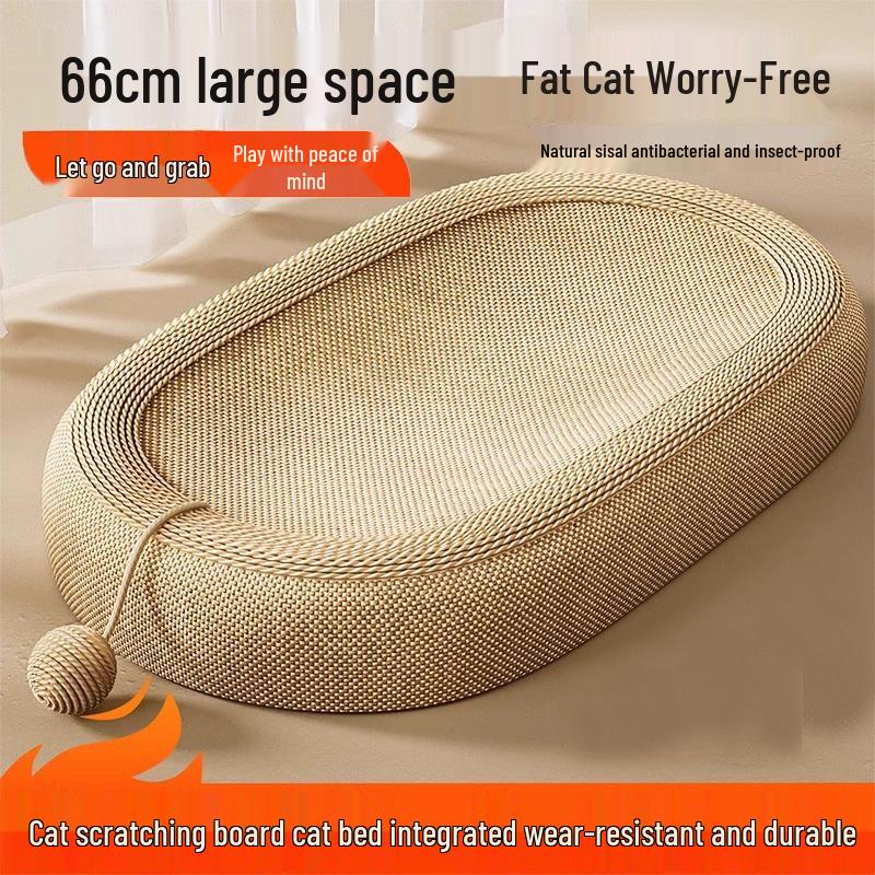 Durable Sisal Cat Scratching Board and Bed - Debris-Free, Scratch-Resistant, Large Claw Sharpener