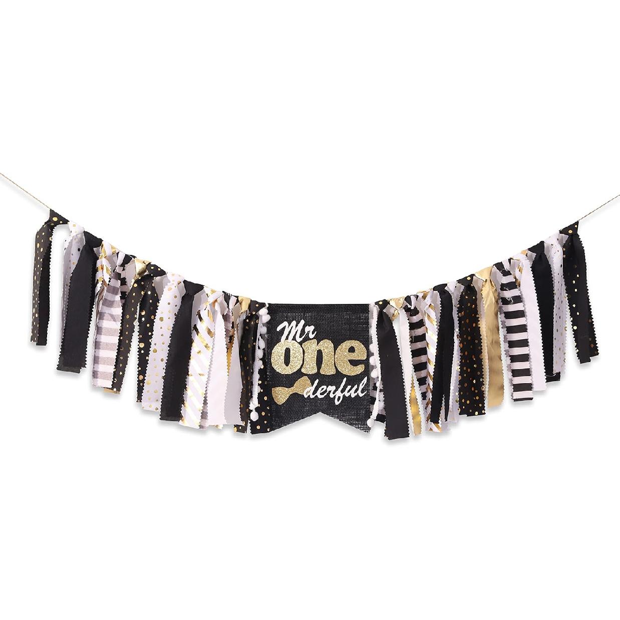 WAOUH Mr Onederful High Chair Banner - First/1st Birthday Decoration for Boy,Theme Garland for Birthday Party,Photo Booth Props (Mr Onederful High
