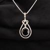 Natural Black Onyx Gemstone 925 Sterling Silver Jewelry Zircon Pendant 1.73" CZP-6-7