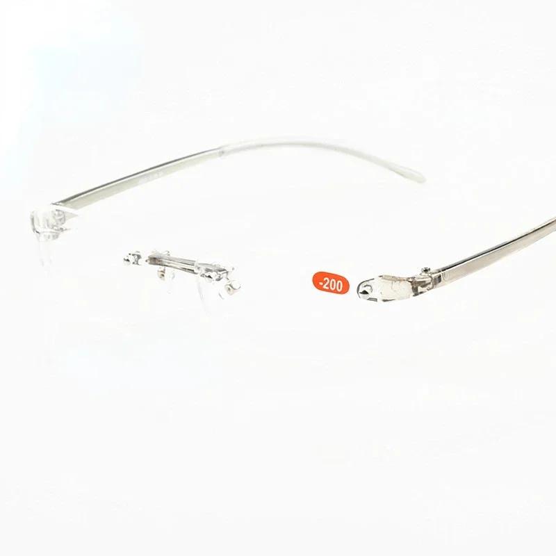 

Rimless Finished Myopia Eyeglasses Light Women Men Unisex Soft Glasses Frame Square Frameless Nearsighted Eyeglasses -100 ~ -400 -2.5