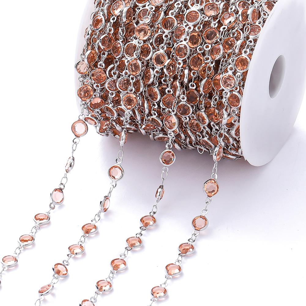 1Meter Colorful Glass Crystal Beads Chain Copper Chains for Necklace Bracelet Jewelry Making DIY Components Accessories