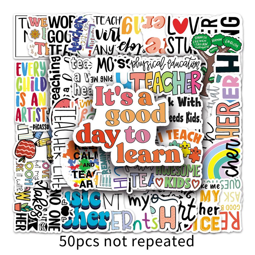 50 Photos of Teacher Graffiti Personalized Inspirational English Decorative Guitar Mobile Phone Case Waterproof Suitcase Stickers