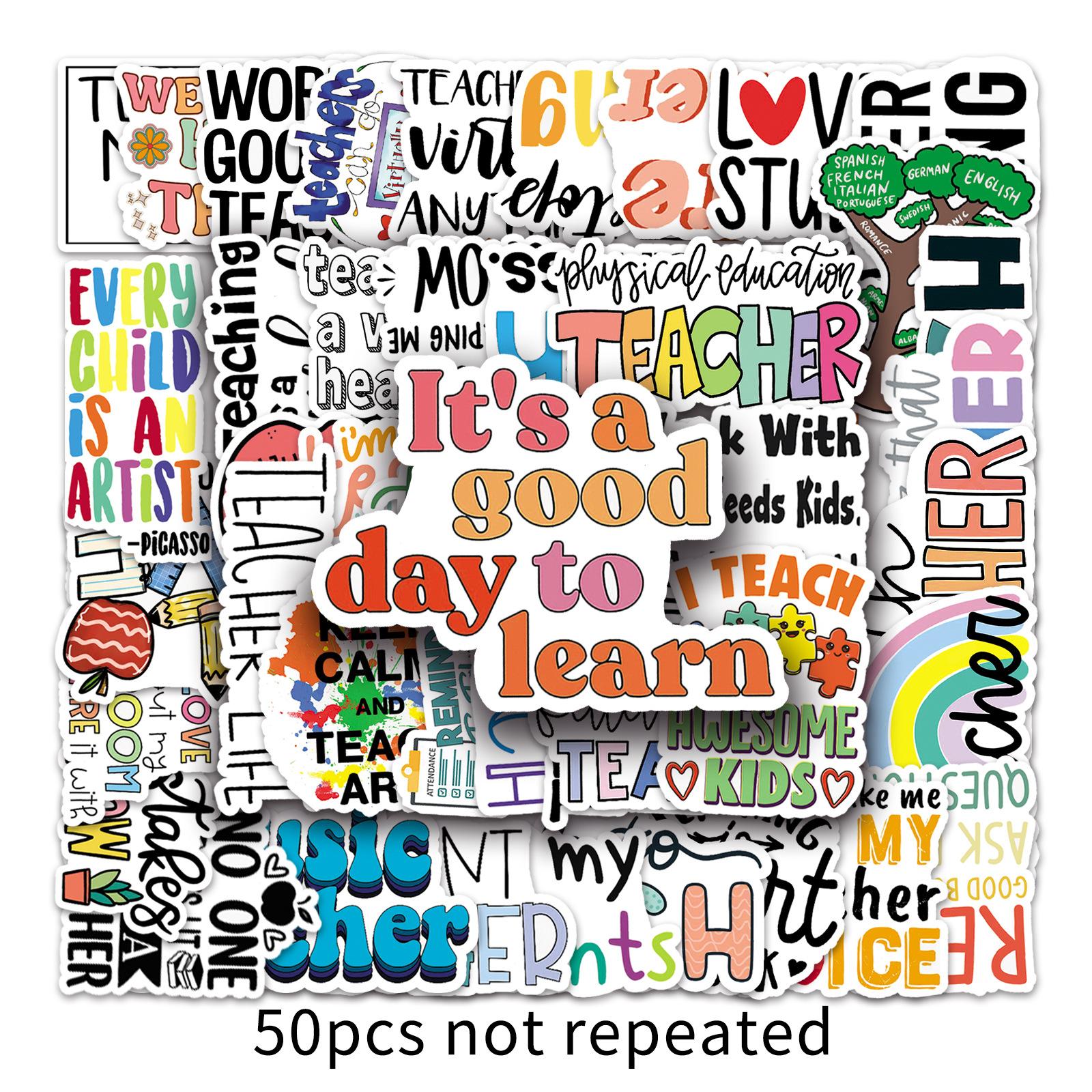 

50 Учитель Дудл Персонализированный Мотивационный Английский Декоративный Чехол для Телефона с Гитарным Принтом Водонепроницаемая Наклейка для Багажа set of 50pcs