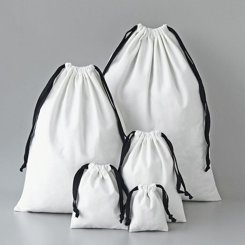 Custom Logo Cotton Canvas Drawstring Bag: Small Jewelry Storage or Large Dustproof Bag