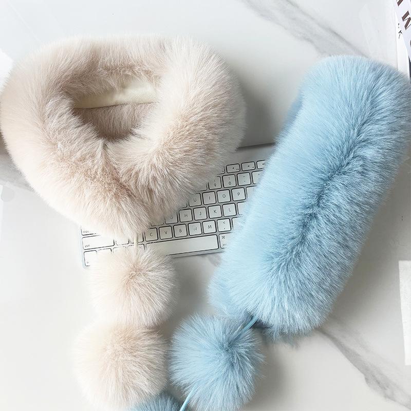 1Pcs Winter Thickened Natural Fox Fur Scarf For Women Magnetic Scarf Neck Warm Fluffy Shawls Female Coat Collar