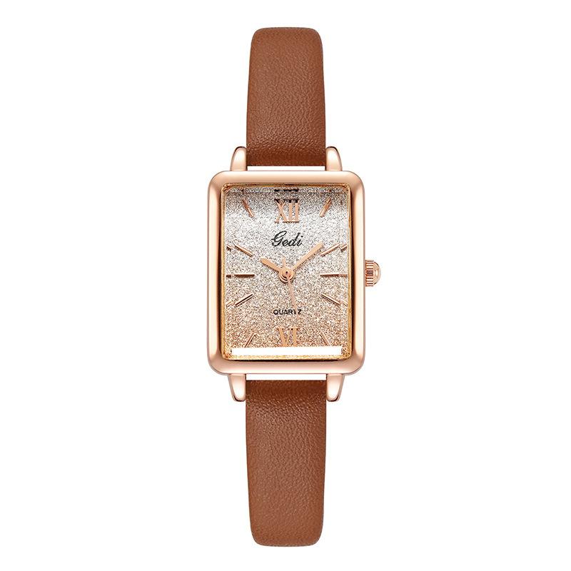 Women S Fashion Niche Light Luxury Creative Gradual Change Small Square Plate Student Belt Quartz Watch
