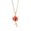 Elegant Colorful Crystal Zircon Tulip Flower Pendant Necklaces for Women Girls Gold Color Stainless Steel Chain Flower Jewelry