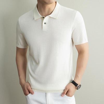 IMAGINEX Men's Business Casual Lyocell Linen Knit Short-Sleeve T-Shirt