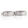 Fashion Men's Silver Plated Small Round Square Rhinestone Hoop Huggie Earrings