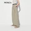 MO&Co. 100% Linen Wide-Leg Casual Pants with Belt