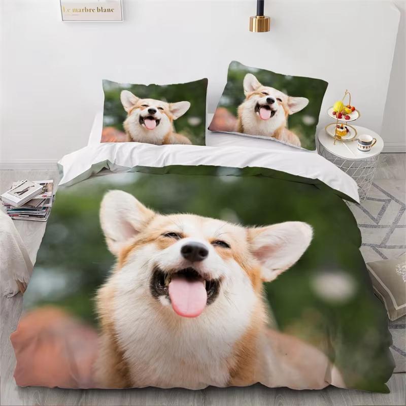 Cute Dogs Duvet Cover Pet Dog Funny Animal Bedding Set 3D Print Puppy Comforter Cover Pillowcases Full King For Kids Teens Decor