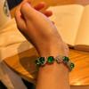 Bracciale in Agata Verde Naturale Verde Yang Verde Calcedonio da Donna Aperto Leggermente Intarsiato, Ripresa Reale Fedeltà