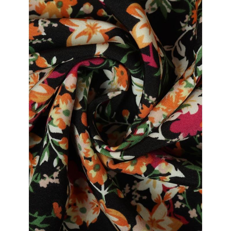 Große Größe Temperament Elegant V-Ausschnitt Taille Spleißen Blumenkleider