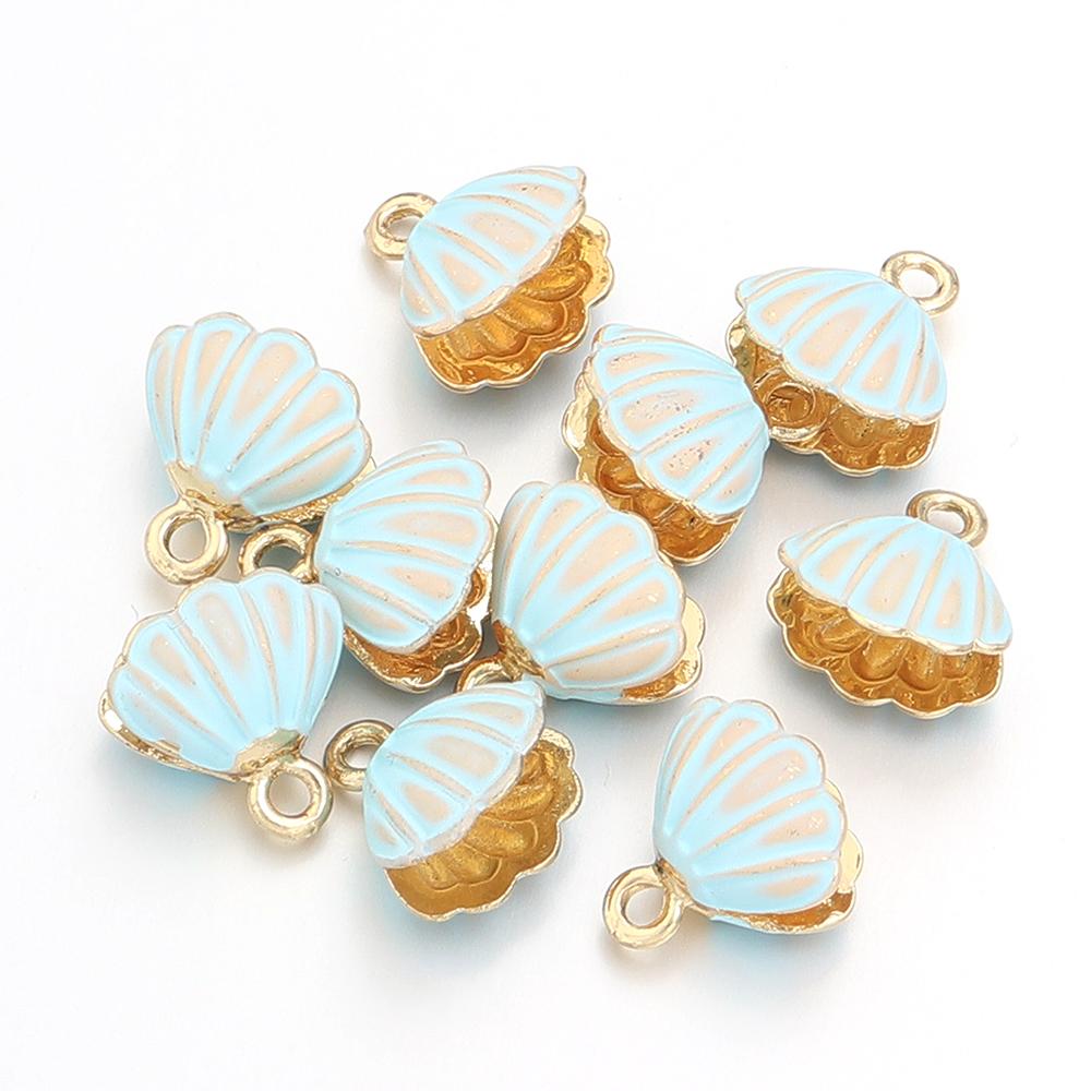 10pcs/lot Alloy Enamel Pendant Colorful Scallop Starfish Shell Shape Charms For DIY Fashion Earring Necklace Jewelry Accessories