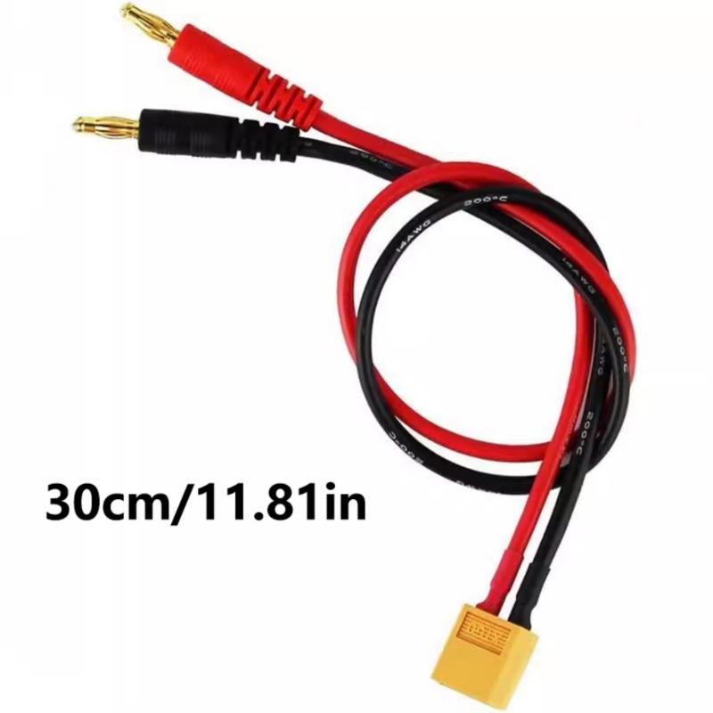 14AWG Silicone Charging Cable XT60 To 4mm Bullets Connectors 30cm Length For Car Models And Hobbys DIY Projects