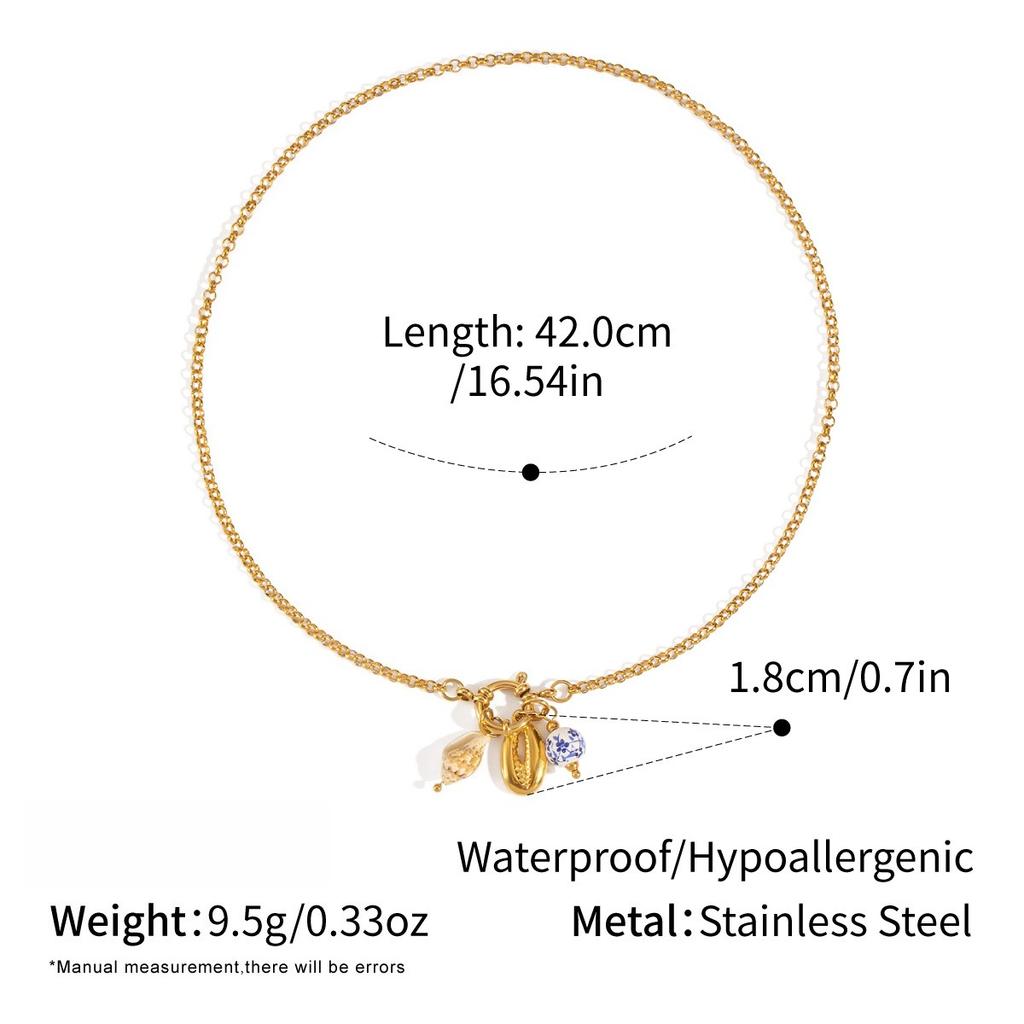 Yori Stainless Steel Seashell Conch Pendant DIY Necklace Women's 18K Gold-plated High-end Personalized Jewelry Wholesale