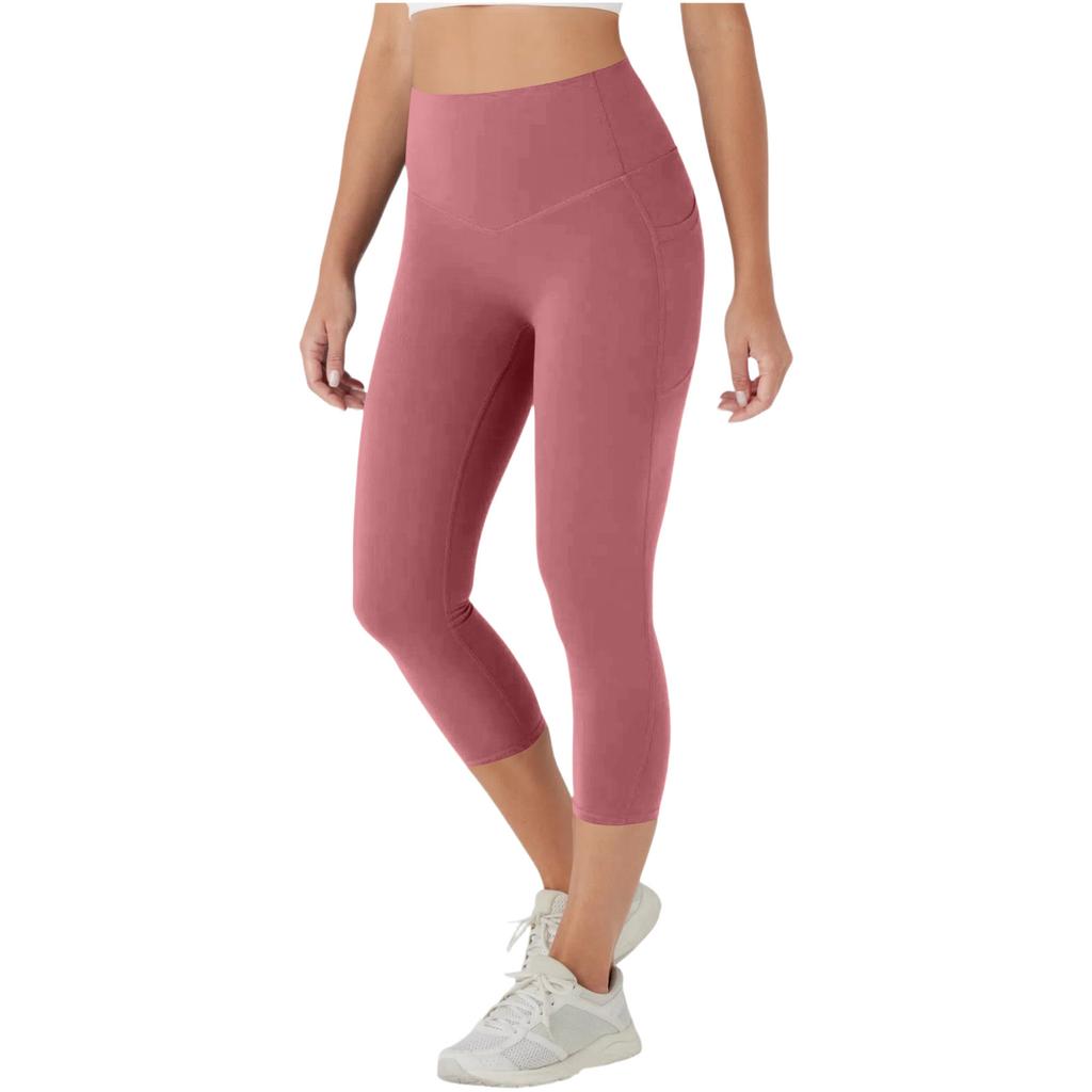 Women's High-waisted Color Yoga Pants With Side Pockets