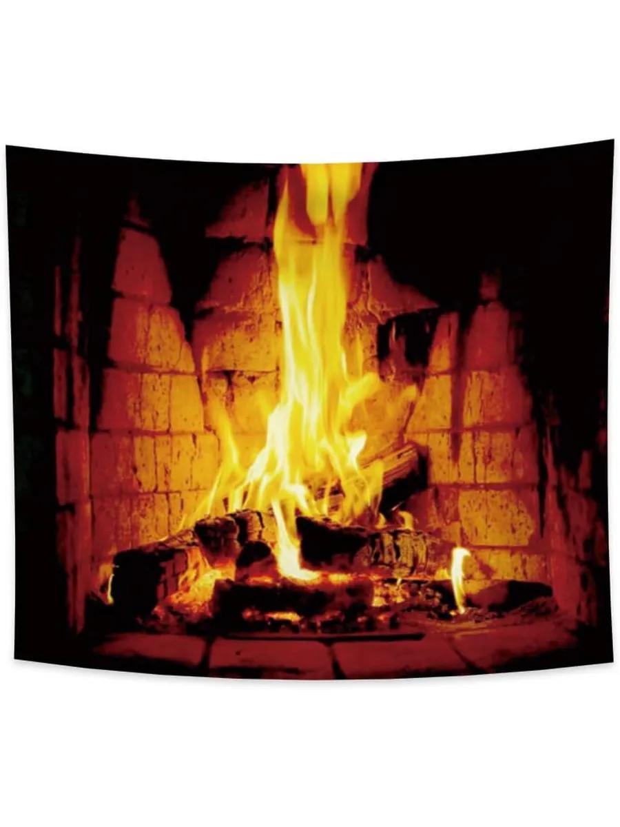 Tapestry burning fire tapestry fireplace 75x100 чёрный